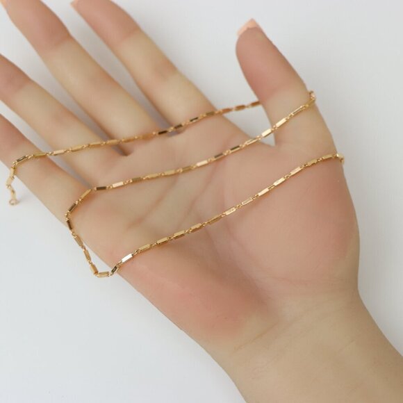 "Chunky Rectangle Chain Rose Gold Necklace, XPNL0181 - Picture 3 of 12